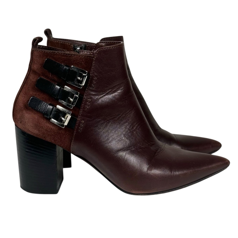 Costume National Womens Sz 37 EUR Brown‎ Leather Zip Buckle Ankle Boots Booties